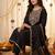 Black embroidered silk blend kurta trouser dupatta set