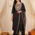 Black embroidered silk blend kurta trouser dupatta set