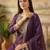 Purple embroidered liva kurta trouser dupatta set