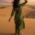 Green embroidered silk blend kurta trouser dupatta set