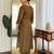 Olive embroidered silk blend kurta trouser dupatta set