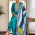 Green embroidered silk blend kurta trouser dupatta set