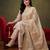Off white embroidered silk blend kurta trouser dupatta set