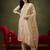 Off white embroidered silk blend kurta trouser dupatta set