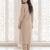Off white embroidered silk blend kurta trouser dupatta set