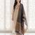 Off white embroidered silk blend kurta trouser dupatta set