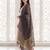 Off white embroidered silk blend kurta trouser dupatta set