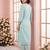 Blue embroidered silk blend kurta trouser dupatta set