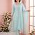 Blue embroidered silk blend kurta trouser dupatta set