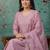 Pink embroidered silk blend kurta trouser dupatta set