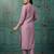 Pink embroidered silk blend kurta trouser dupatta set
