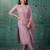Pink embroidered silk blend kurta trouser dupatta set