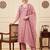 Pink embroidered silk blend kurta trouser dupatta set