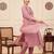Pink embroidered silk blend kurta trouser dupatta set