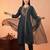 Teal embroidered silk blend kurta trouser dupatta set