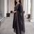 Black embroidered silk blend kurta trouser dupatta set