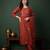 Orange embroidered silk blend kurta trouser dupatta set