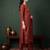 Orange embroidered silk blend kurta trouser dupatta set