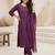 Purple embroidered silk blend kurta trouser dupatta set