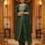 Green embroidered silk blend kurta trouser dupatta set