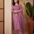 Lavender embroidered silk blend kurta trouser dupatta set
