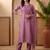 Lavender embroidered silk blend kurta trouser dupatta set
