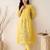 Yellow embroidered pure cotton kurta trouser dupatta set