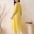 Yellow embroidered pure cotton kurta trouser dupatta set