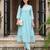 Blue embroidered pure cotton kurta trouser dupatta set