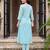 Blue embroidered pure cotton kurta trouser dupatta set
