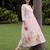 Pink embroidered pure cotton kurta trouser dupatta set