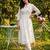 Off white embroidered pure cotton kurta trouser dupatta set