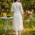 Off white embroidered pure cotton kurta trouser dupatta set