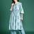 Blue printed pure cotton kurta trouser dupatta set