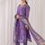 Lavender printed silk blend kurta trouser dupatta set