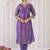 Lavender printed silk blend kurta trouser dupatta set