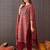 Orange printed pure cotton kurta trouser dupatta set
