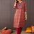 Orange printed pure cotton kurta trouser dupatta set