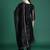 Black embroidered net kurta trouser dupatta set