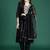 Black embroidered net kurta trouser dupatta set