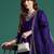 Purple embroidered silk blend kurta trouser dupatta set