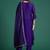 Purple embroidered silk blend kurta trouser dupatta set