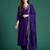 Purple embroidered silk blend kurta trouser dupatta set