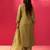 Green embroidered silk blend kurta trouser dupatta set