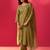 Green embroidered silk blend kurta trouser dupatta set