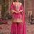 Pink embroidered chinon kurta trouser dupatta set