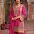 Pink embroidered chinon kurta trouser dupatta set