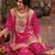 Pink embroidered chinon kurta trouser dupatta set