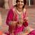 Pink embroidered chinon kurta trouser dupatta set