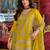 Yellow embroidered chinon kurta trouser dupatta set